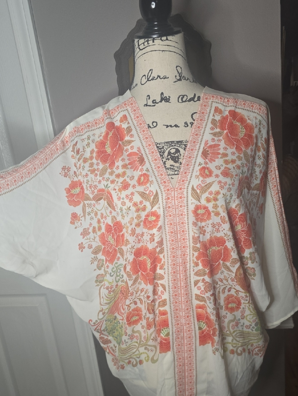 Rose + Olive-Boho Floral Tunic-Size Small
